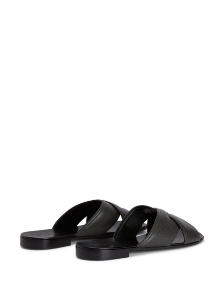 Flavio crossover-strap leather slides