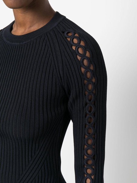 ribbed-knit cut-out jumper