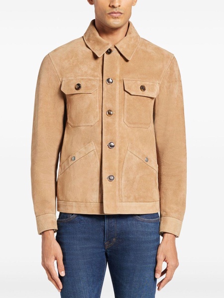 classic-collar suede jacket