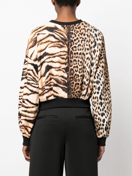 animal-print long-sleeve blouse