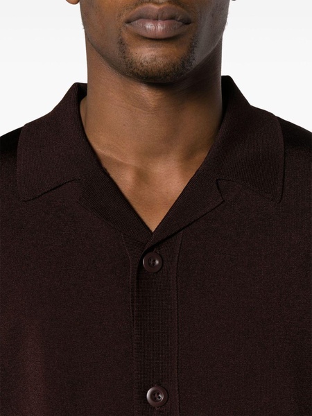 camp-collar knitted polo shirt