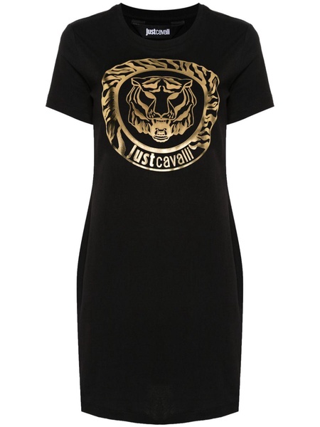 tiger head-print T-shirt dress