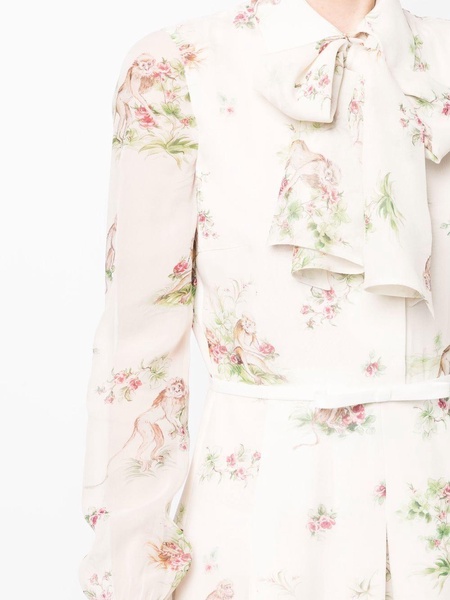 floral-print silk dress