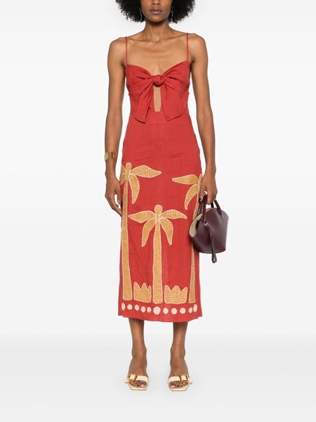 Calm Wind palm tree appliqué dress