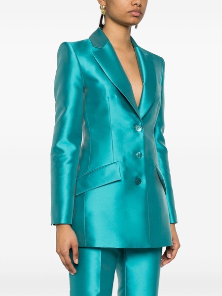 single-breasted duchess-satin blazer