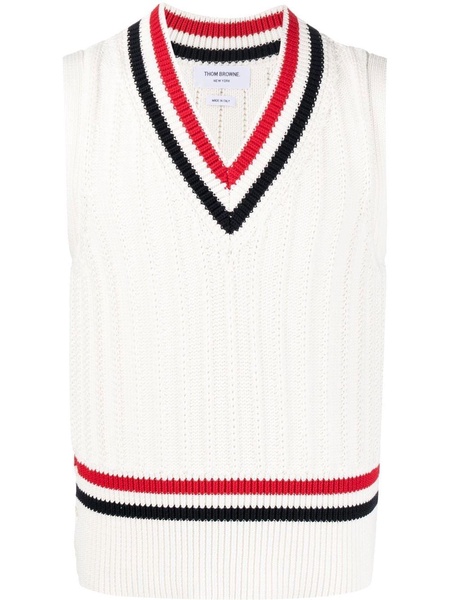 striped-trim knitted vest