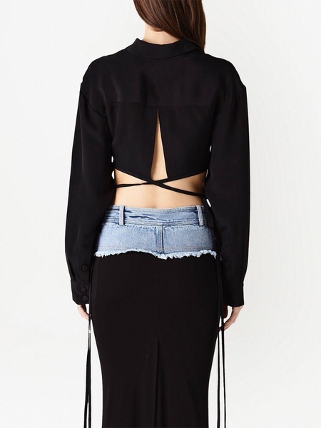 tied-waist cropped shirt