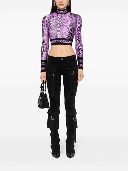 snakeskin-printed crop top