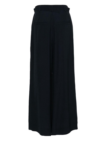 belted-waist wide-leg trousers