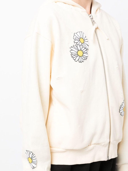 daisy-print zip-up hoodie