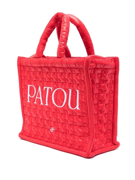 logo-embroidered quilted tote bag