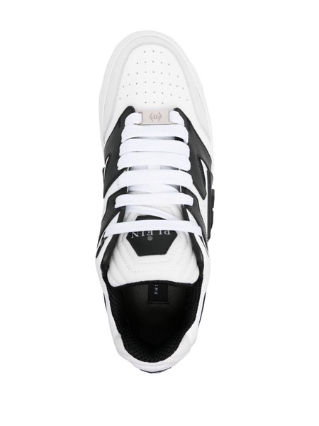 logo-embossed leather sneakers