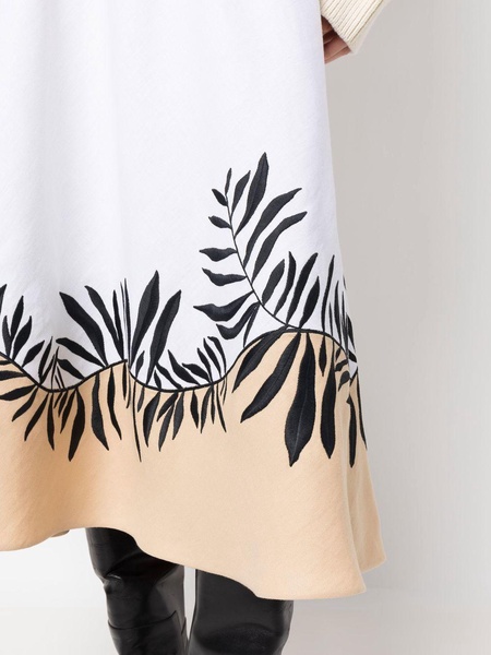 leaf-print A-line skirt