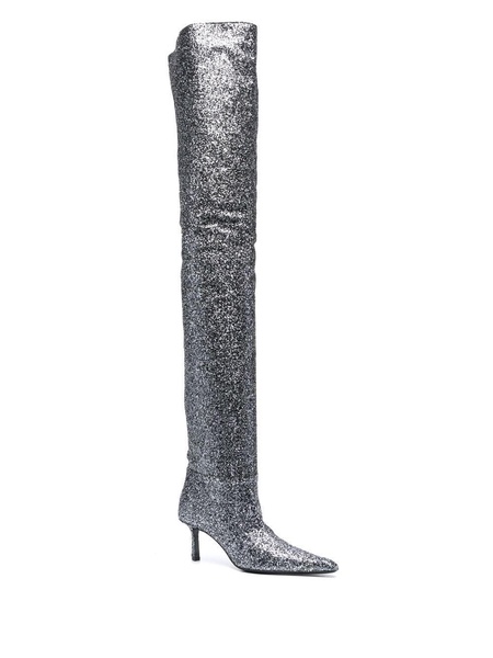 glitter thigh-high boots