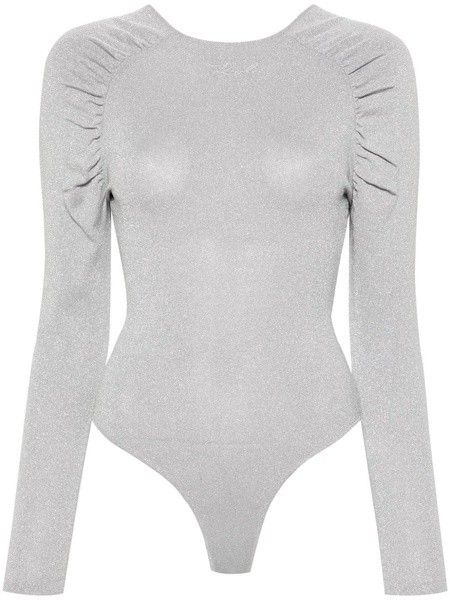 logo-embroidered lurex bodysuit