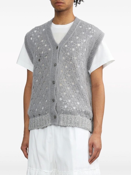 pointelle-knit glittered vest