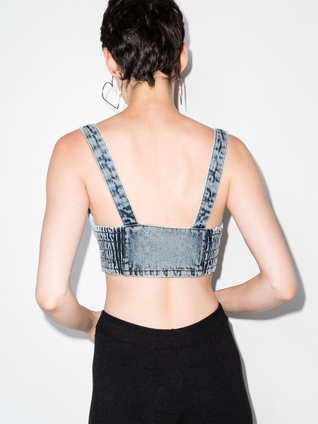 crystal-embellished denim bustier