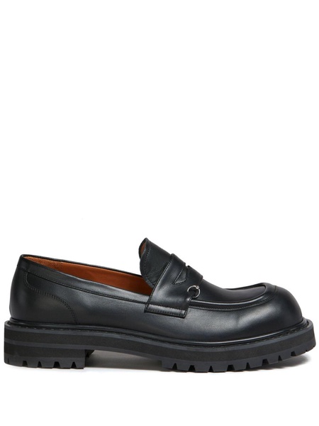 penny-slot leather loafers