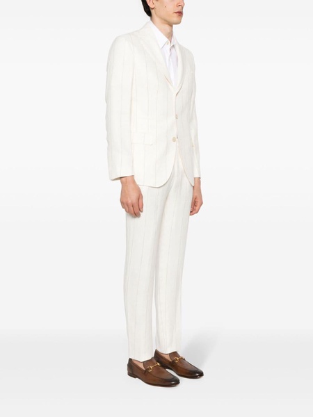 pinstriped linen-blend suit