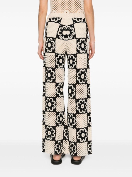 floral crochet trousers