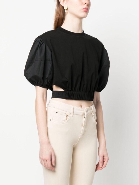 puff-sleeve cropped blouse