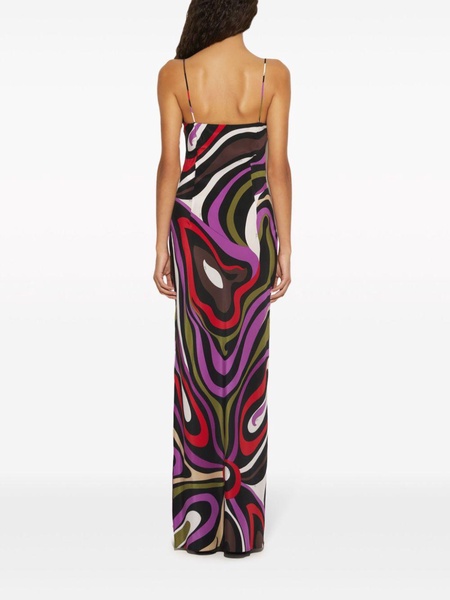 Marmo-print silk maxi dress 