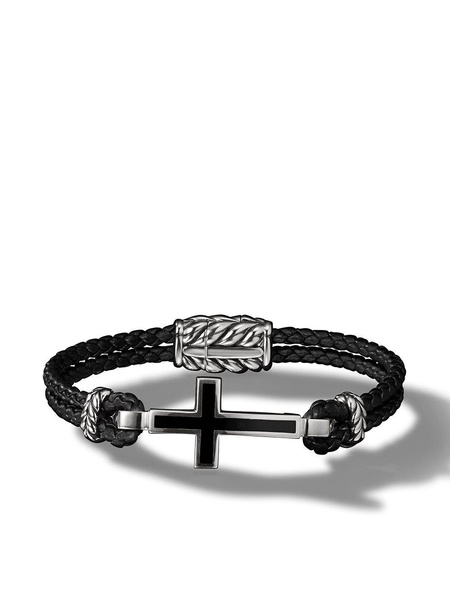 Exotic Stone Cross onyx leather bracelet