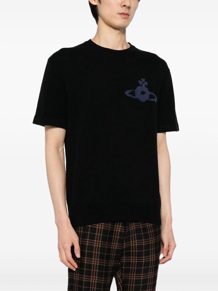 Orb-logo knitted wool-cashmere T-shirt