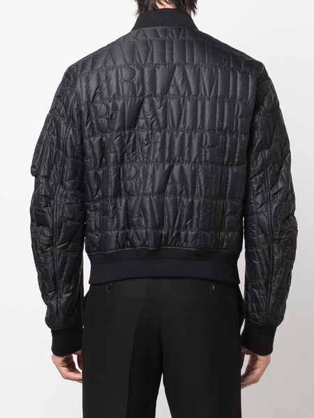 QUILTED LOGO Black Zip Up Bomber "Black"