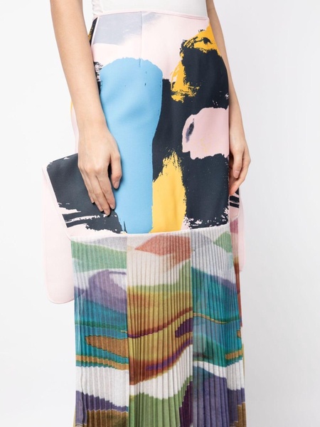 Flagrant abstract-print draped skirt