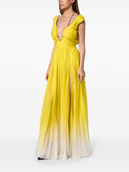 V-neck silk maxi dress