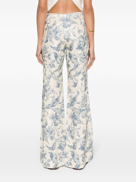 floral-print flared trousers