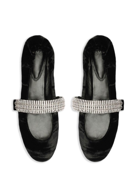 Camila crystal-strap velvet ballet pumps