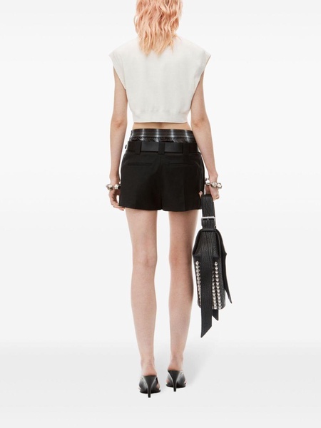 logo-embossed cropped knitted top