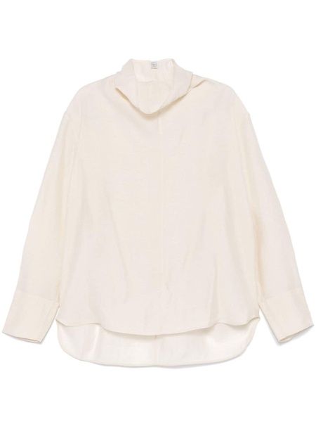 funnel-neck organza blouse 