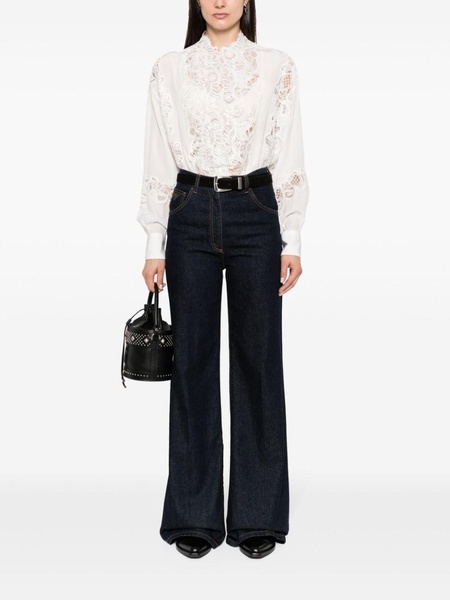 floral-lace silk shirt 