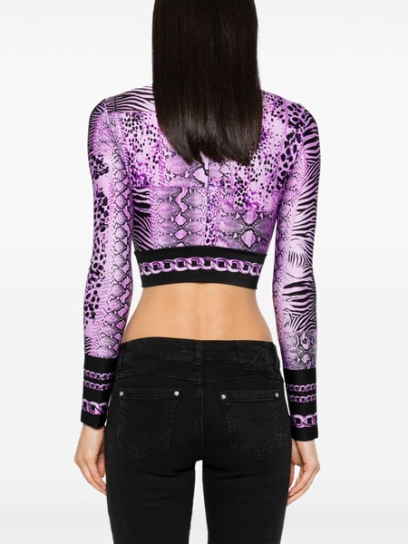 snakeskin-printed crop top