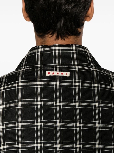 plaid-pattern virgin-wool shirt jacket