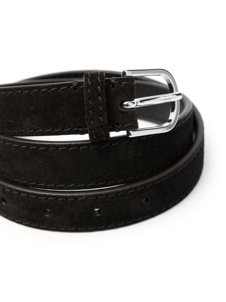 logo-engraved suede belt