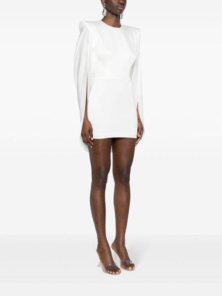 white cape-style crepe mini dress