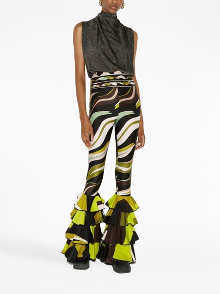 Fiamme-print ruffled trousers