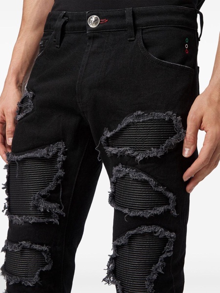 rip-detailed skinny-cut jeans