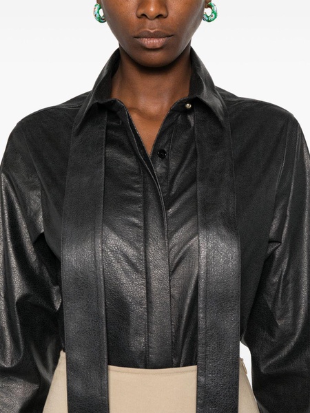 faux-leather shirt