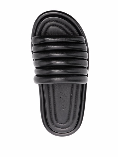 ribbed leather slides