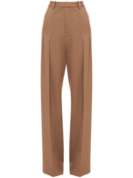 pleated high-waist straight-leg trousers