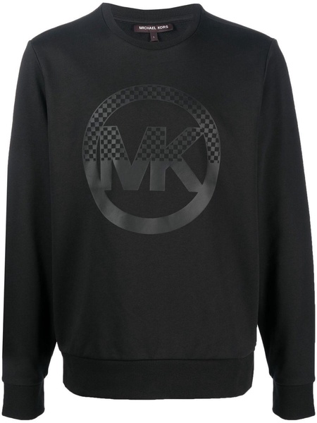 checkerboard logo-print crew-neck sweatshirt