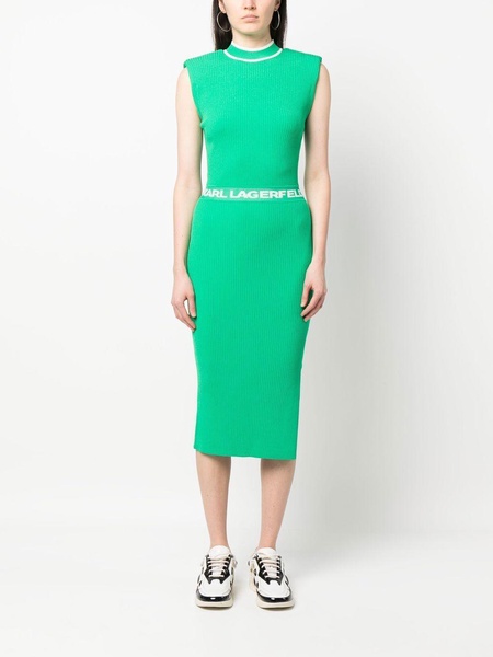 logo-waist knitted dress