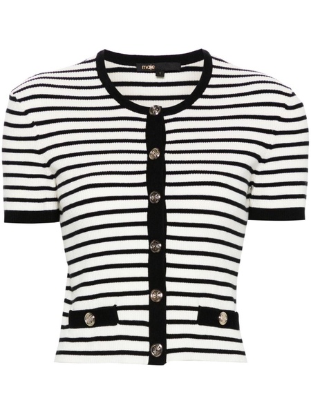 striped short-sleeve cardigan