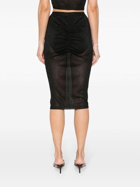 lurex ruched midi skirt