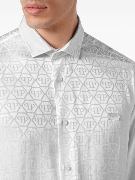 monogram-jacquard button-up shirt 